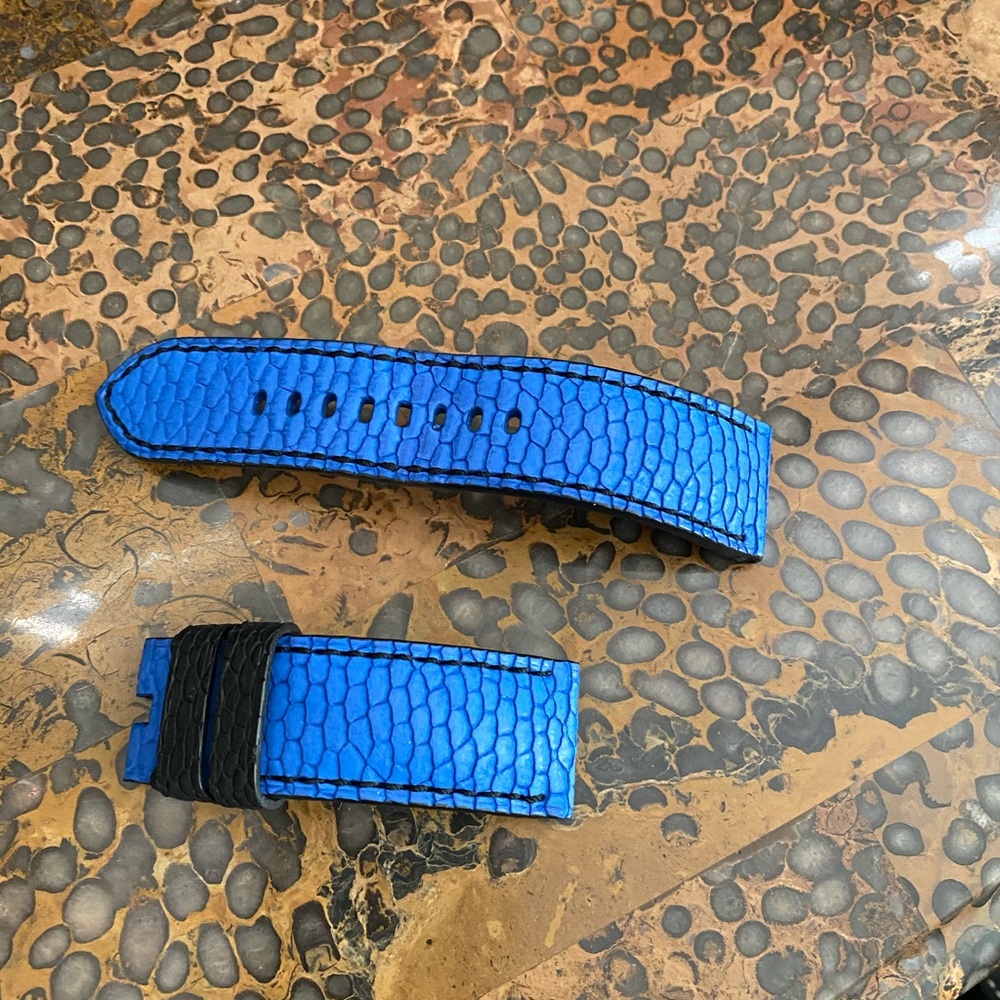 Blue Beaver Tail strap for Panerai